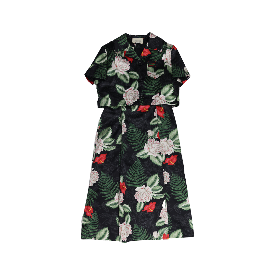 IT47AHTNJOAR GUCCI Floral Crop Dress Setup Silk