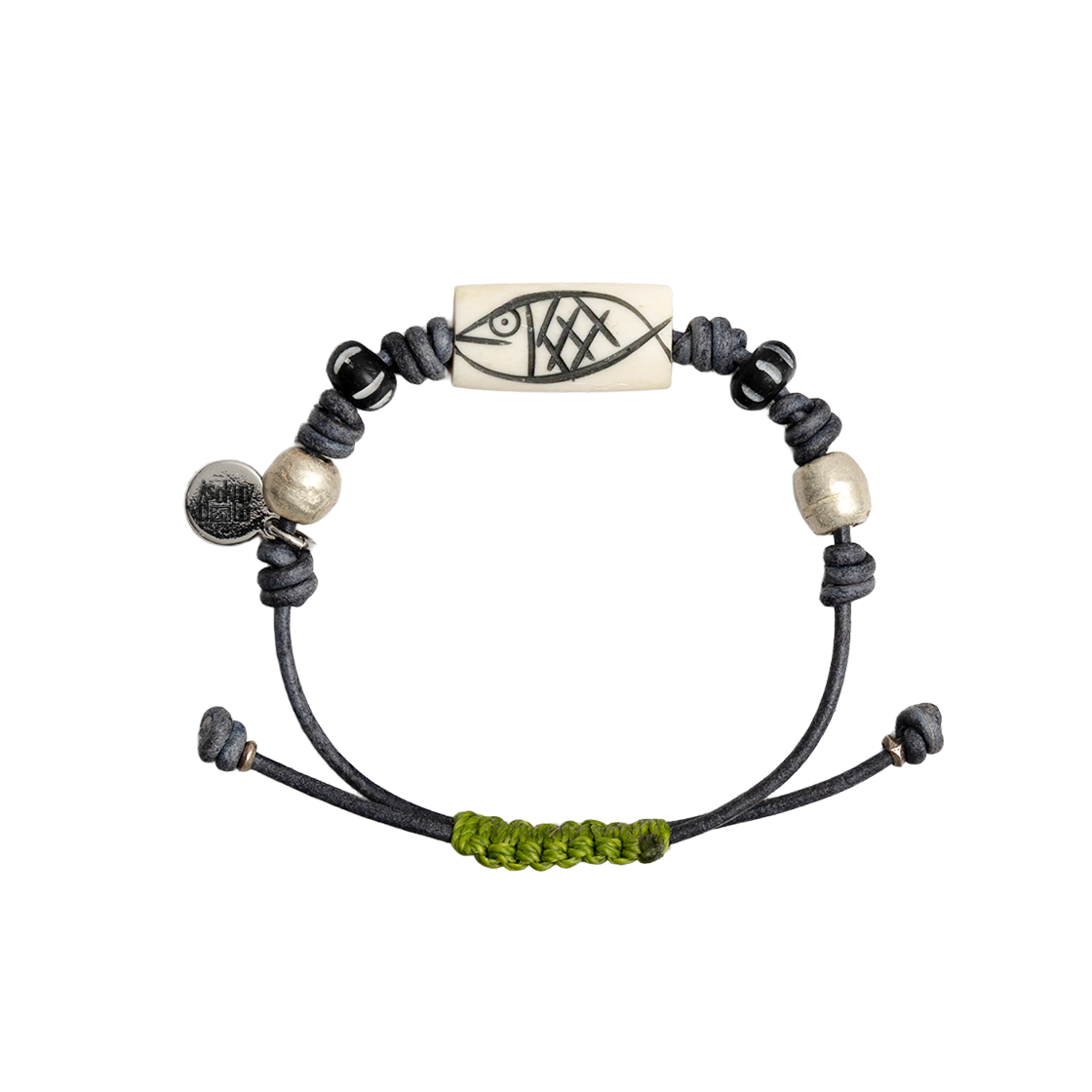 지소쿠리클럽 x 토우토우아카이브 - 피쉬 카빙 팔찌 네이비(jisokuryClub x towtow.archive - Fish Carving Bracelet Navy)