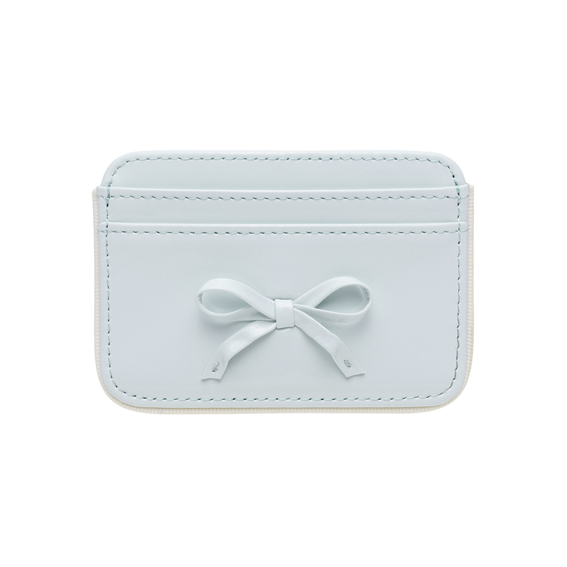 르마스크 리본 파이핑 소가죽 카드지갑 스카이블루(Le Masque Ribbon Piping Cowhide Card Wallet Skyblue)