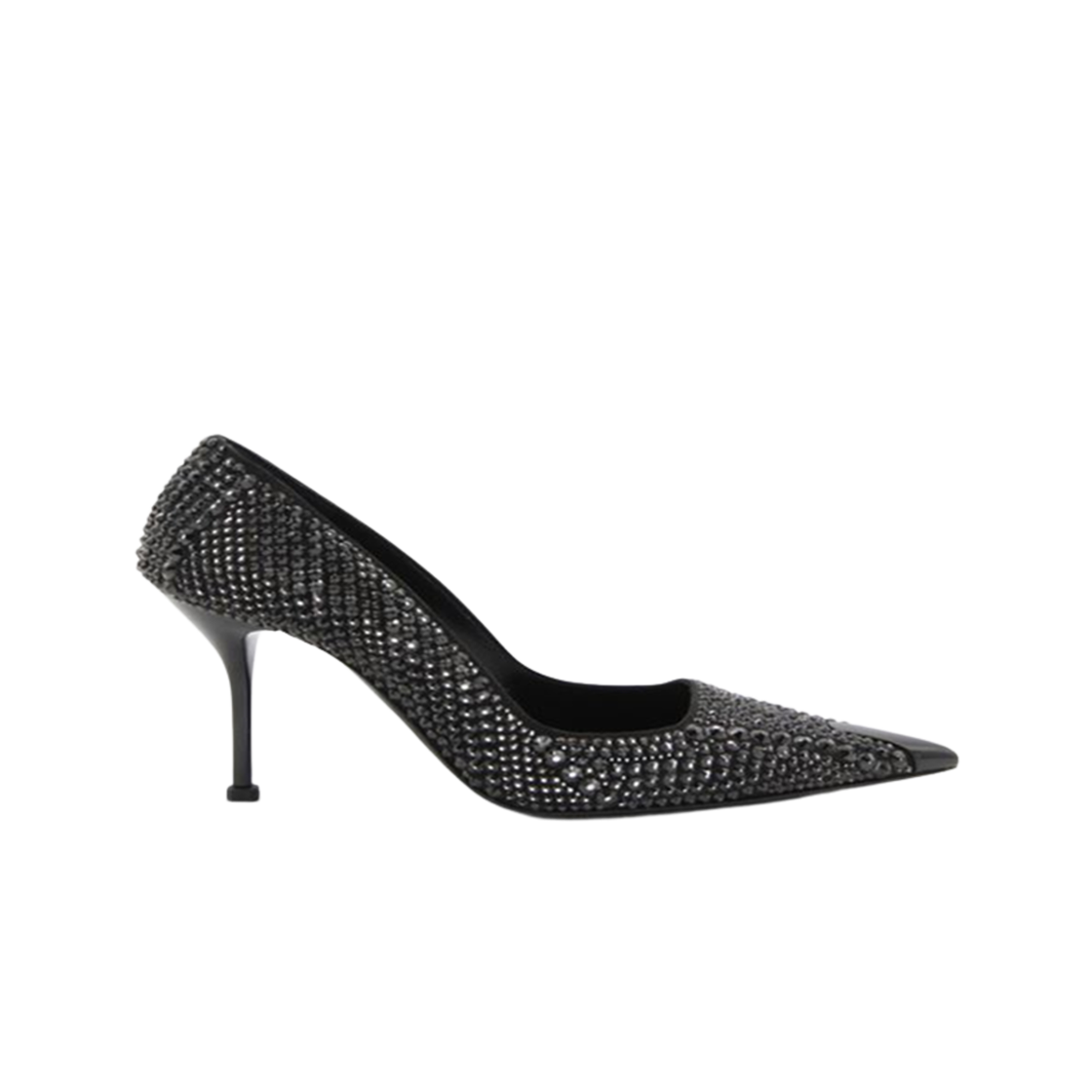 (W) 알렉산더 맥퀸 실크 비스코스 블렌드 펑크 펌프스 블랙((W) Alexander McQueen Silk Viscose Blend Punk Pumps Black) - 1