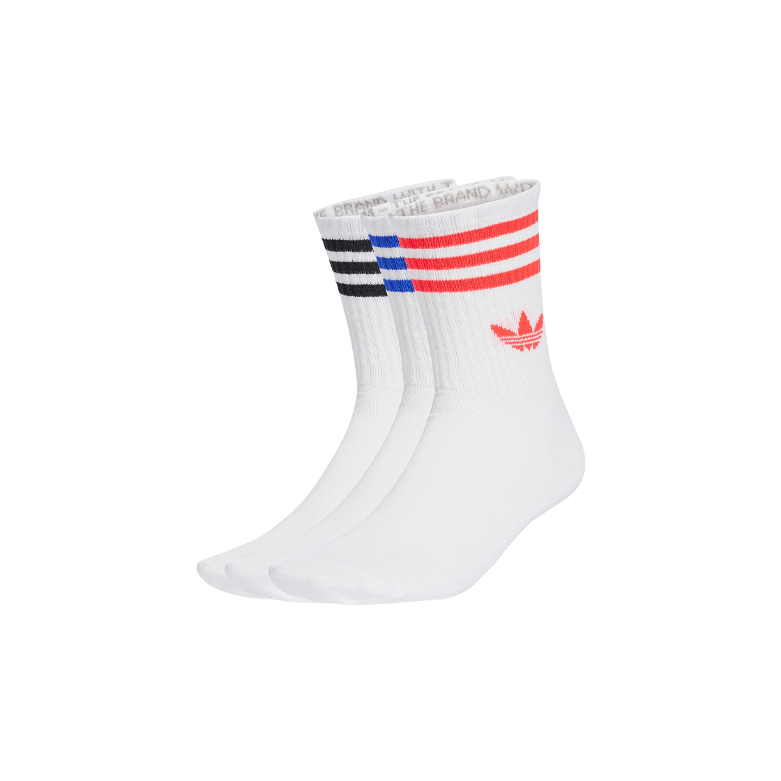 JV7404 Adidas 3-Stripes Crew Socks White Lucid Red (3 Pack)