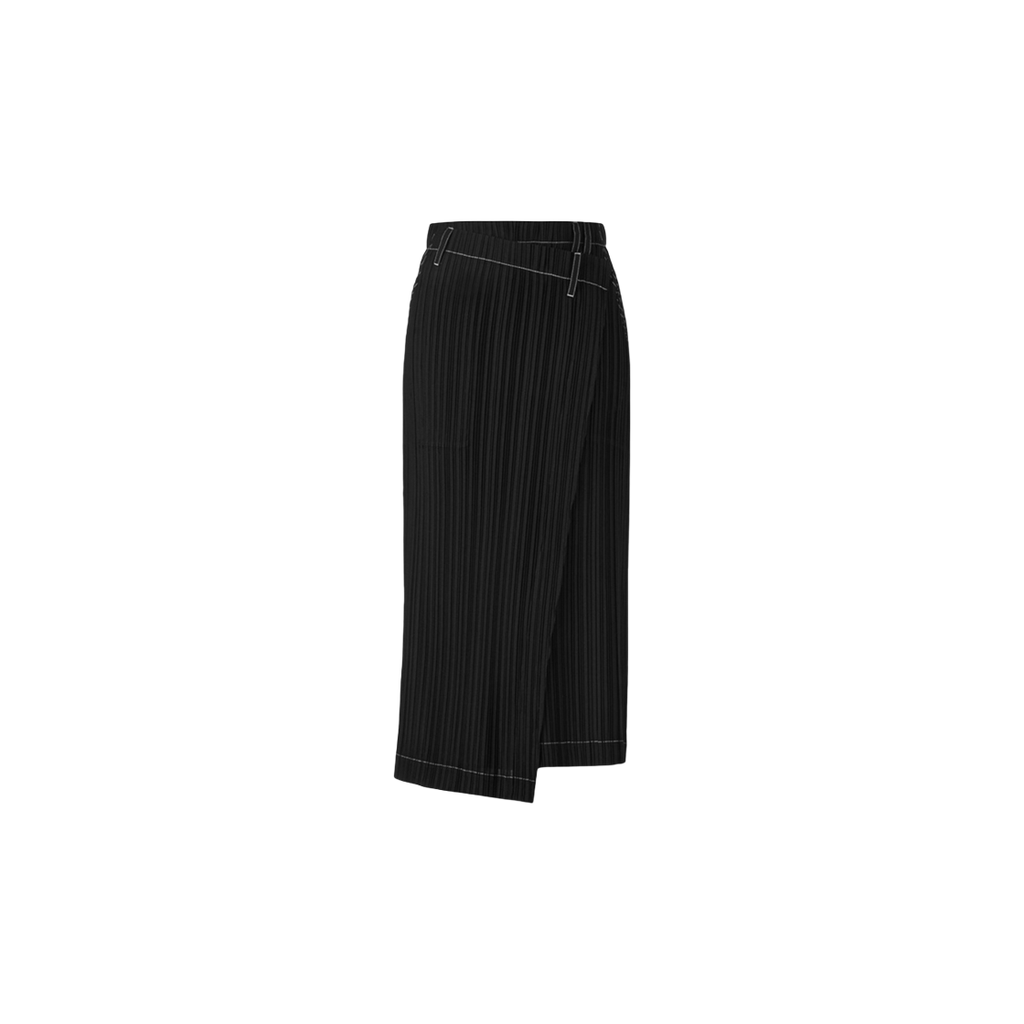 WSK1LBK Monplisse Women Stitch Arch Pleats Wrap Skirt Black