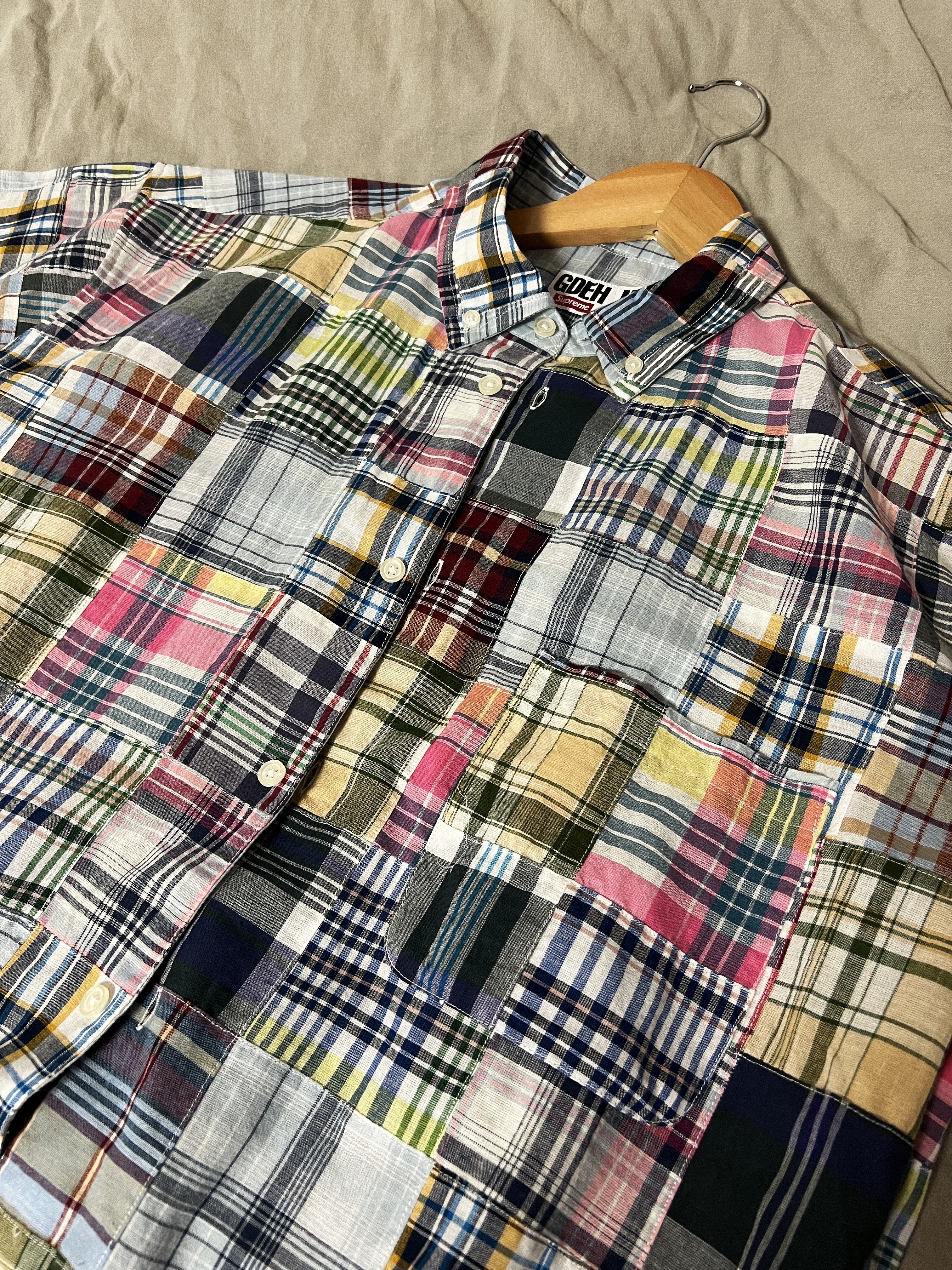 Supreme x GOODENOUGH Patchwork Madras S/S Shirt Multicolor - 25SS 착용 스타일