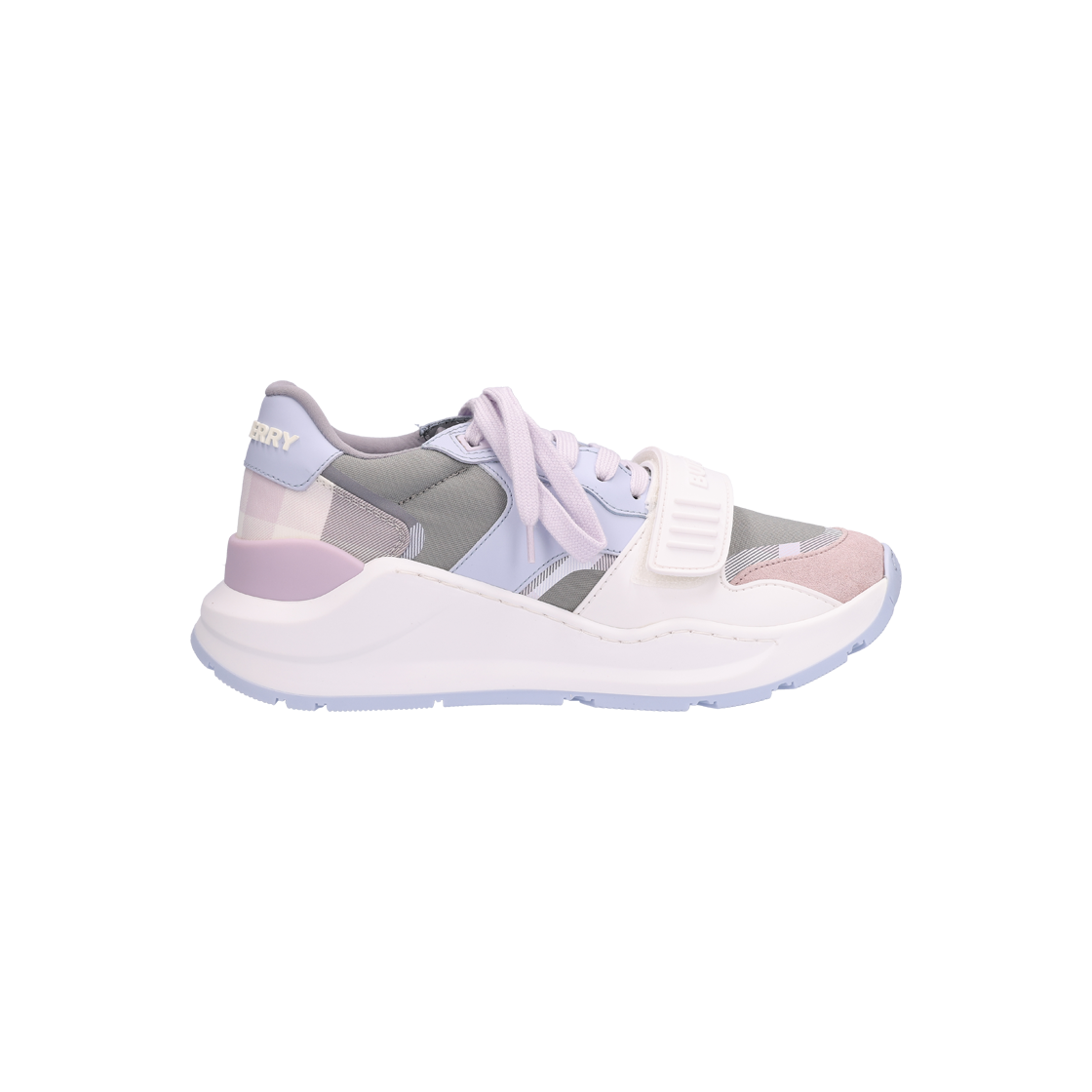 IT83G9ESH6C3 BURBERRY Ramsey Leather Suede Check Sneakers Pale Grey Size 36 - 대표 이미지 #1