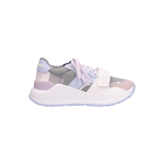 IT83G9ESH6C3 BURBERRY Ramsey Leather Suede Check Sneakers Pale Grey Size 36