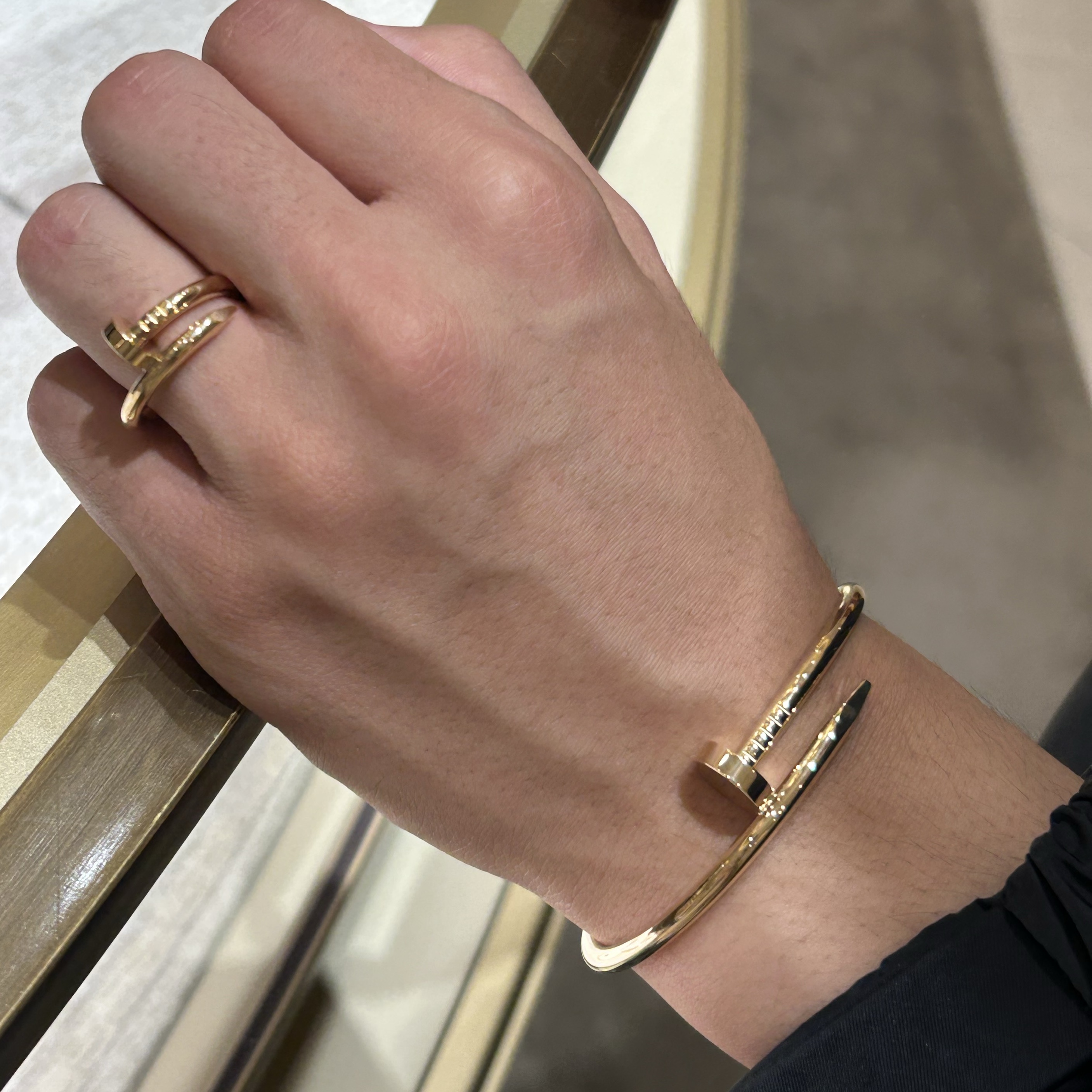 Cartier Juste un Clou Bracelet Small Yellow Gold, Cartier Juste un Clou Ring Small Rose Gold 착용 스타일