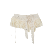 Vacant Archive Lilly Lace Layered Mini Skirt Ivory