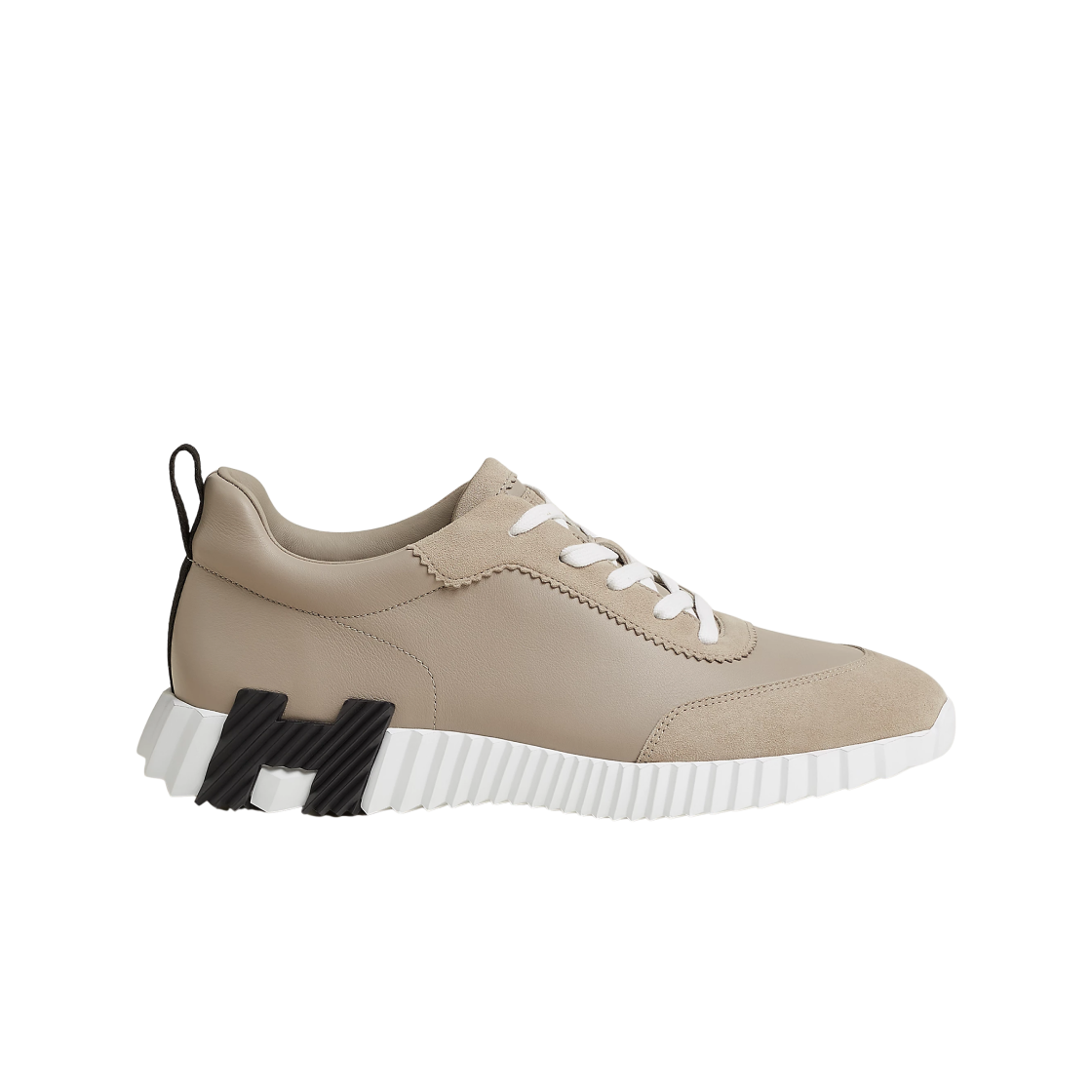 H221898ZHBG Hermes Bouncing Sneaker Calfskin Suede Goatskin & Beige Galet