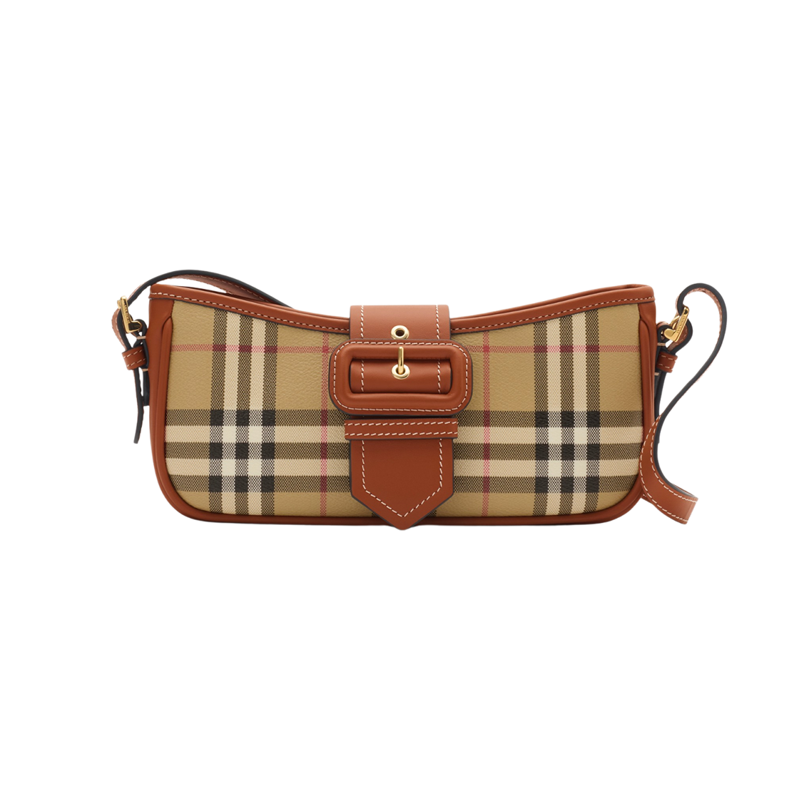 8109796 Burberry Check Sling Bag Archive Beige Briar Brown