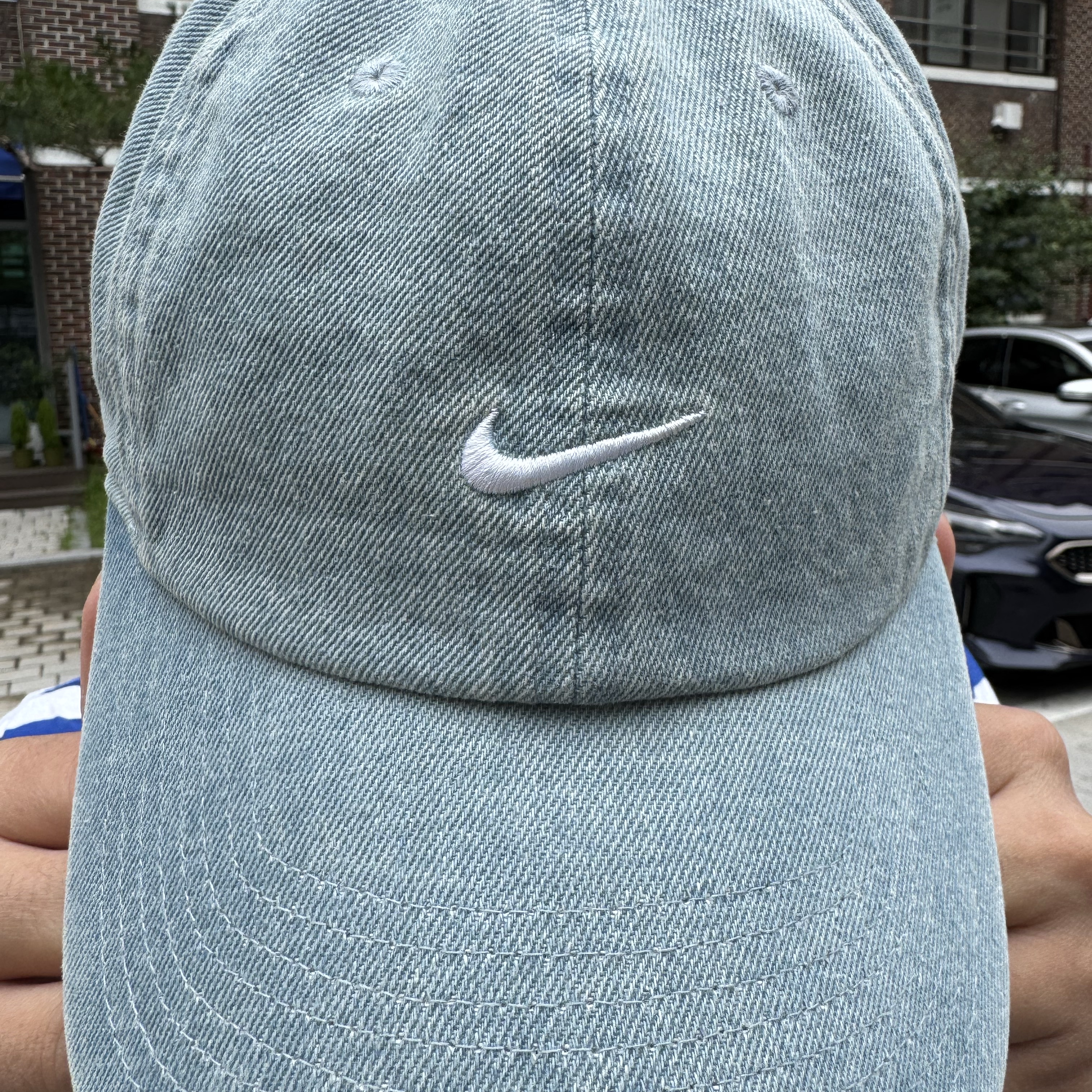 Nike Club Unstructured Denim Cap Aegean Storm Thunder Blue 착용 스타일