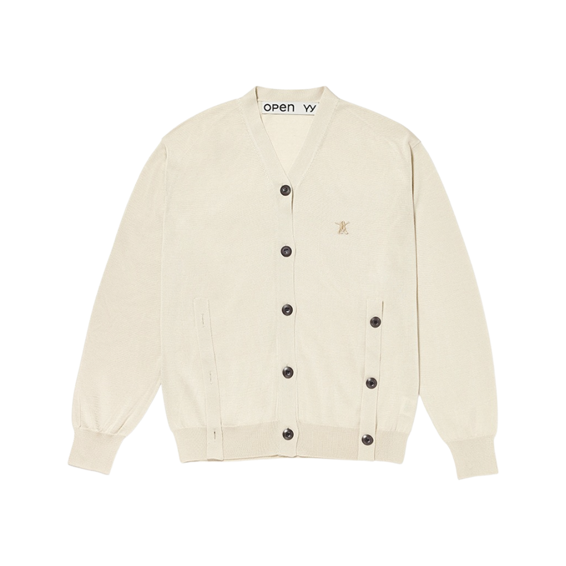 (W) 오픈 Yy 트위스트 플래킷 가디건 그레이((W) Open Yy Twisted Placket Cardigan Gray)