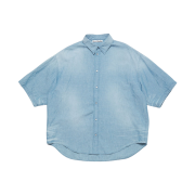 Acne Studios Logo Stamp  Button Up Shirt Mid Blue