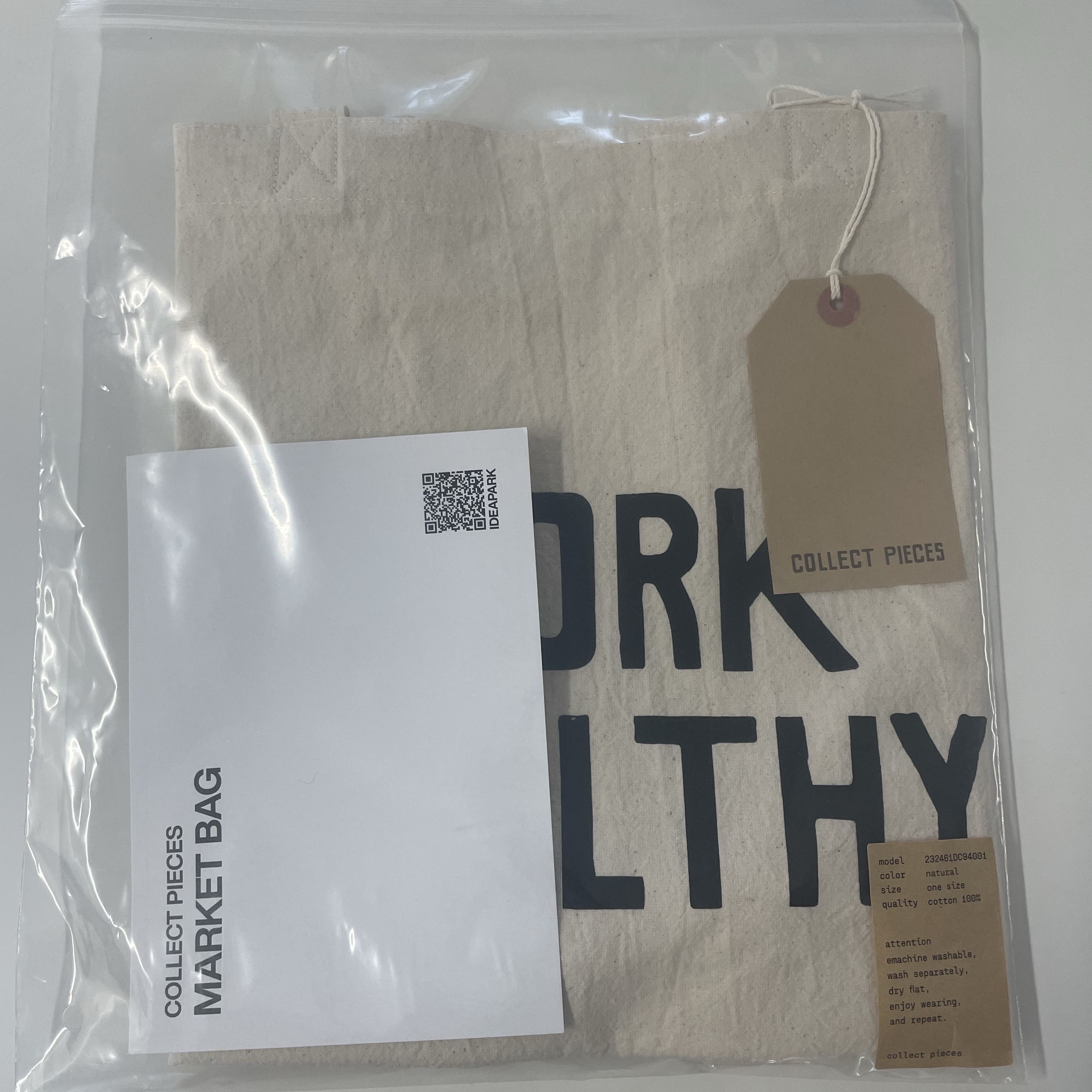 Collect Pieces Work Healthy Market Bag Natural 착용 스타일