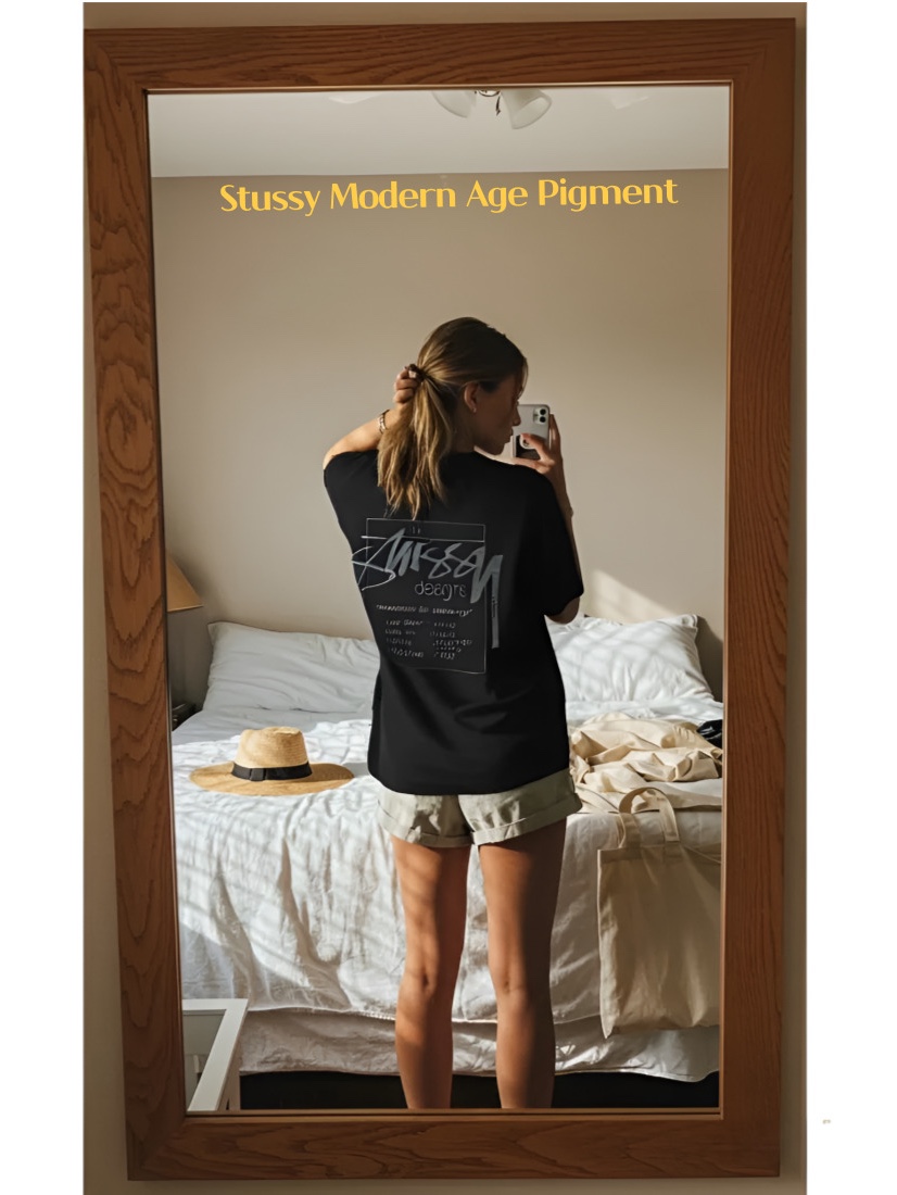 Stussy Modern Age Pigment Dyed T-Shirt Black 착용 스타일