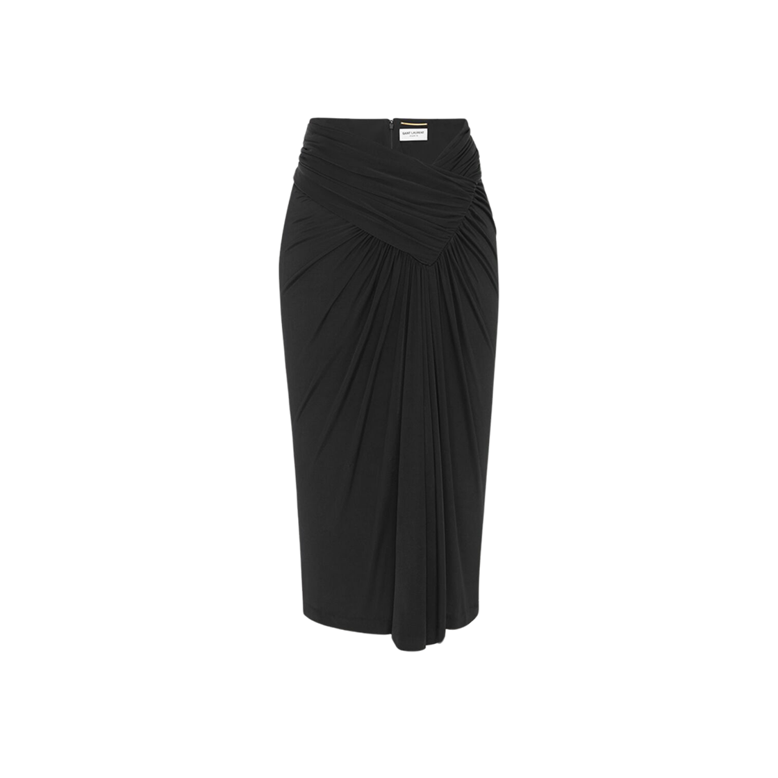776439-Y7F98-1000 (W) Saint Laurent Draped Pencil Skirt Black