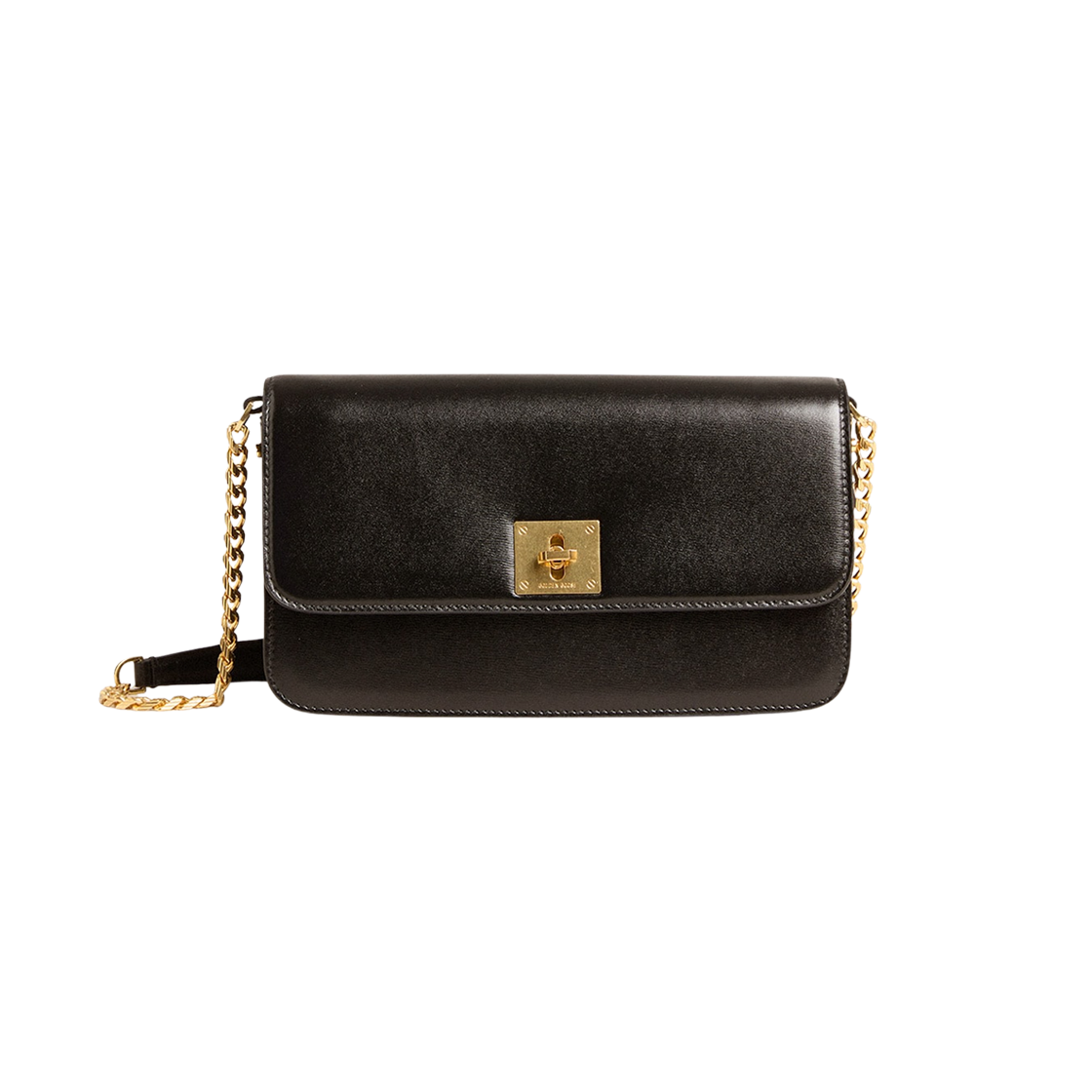 GWA00473-A000565-90100 Golden Goose Gold Detail Board Leather Gioia Bag Black