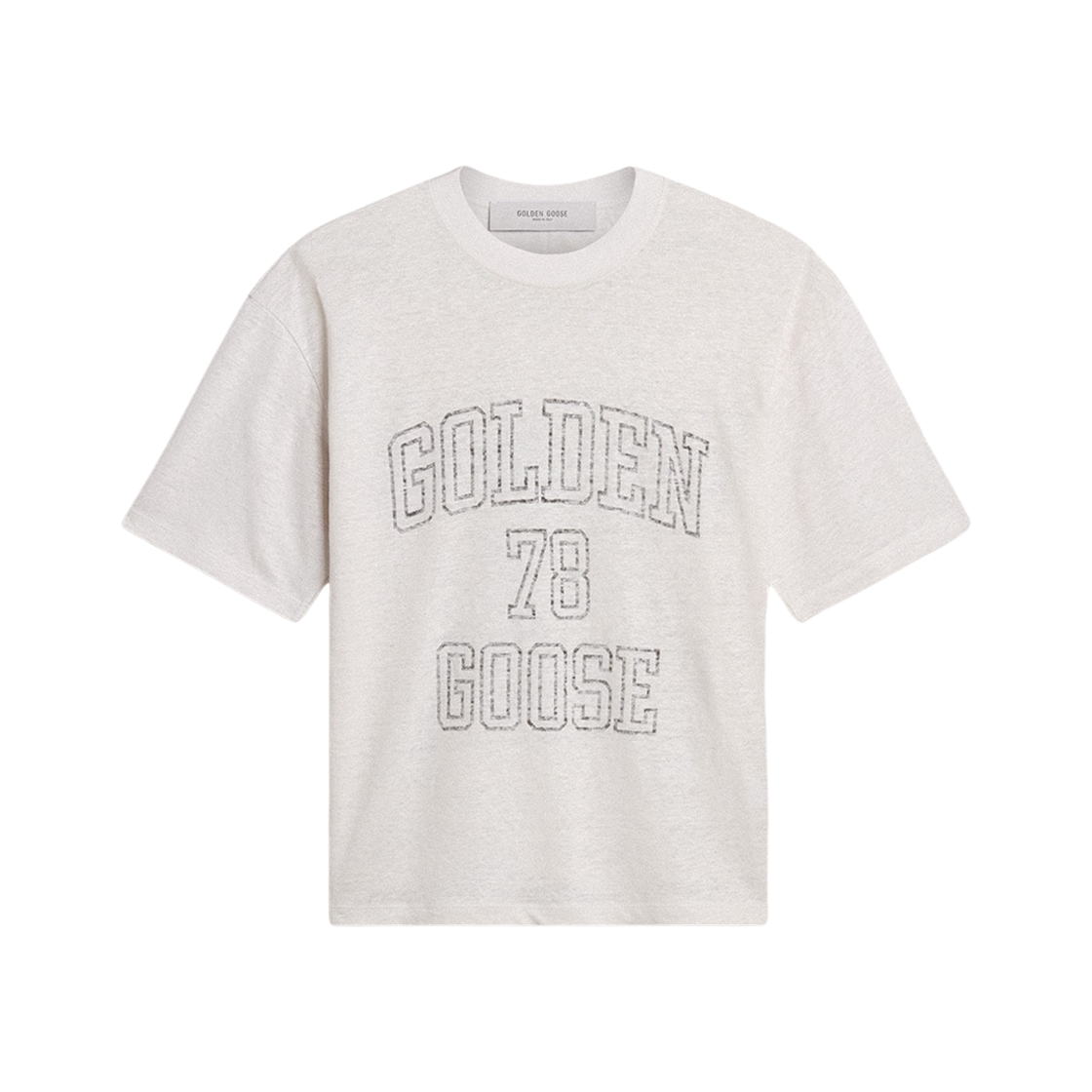 (W) 골든구스 프린트 린넨 티셔츠 화이트((W) Golden Goose Print Linen T-Shirt White)
