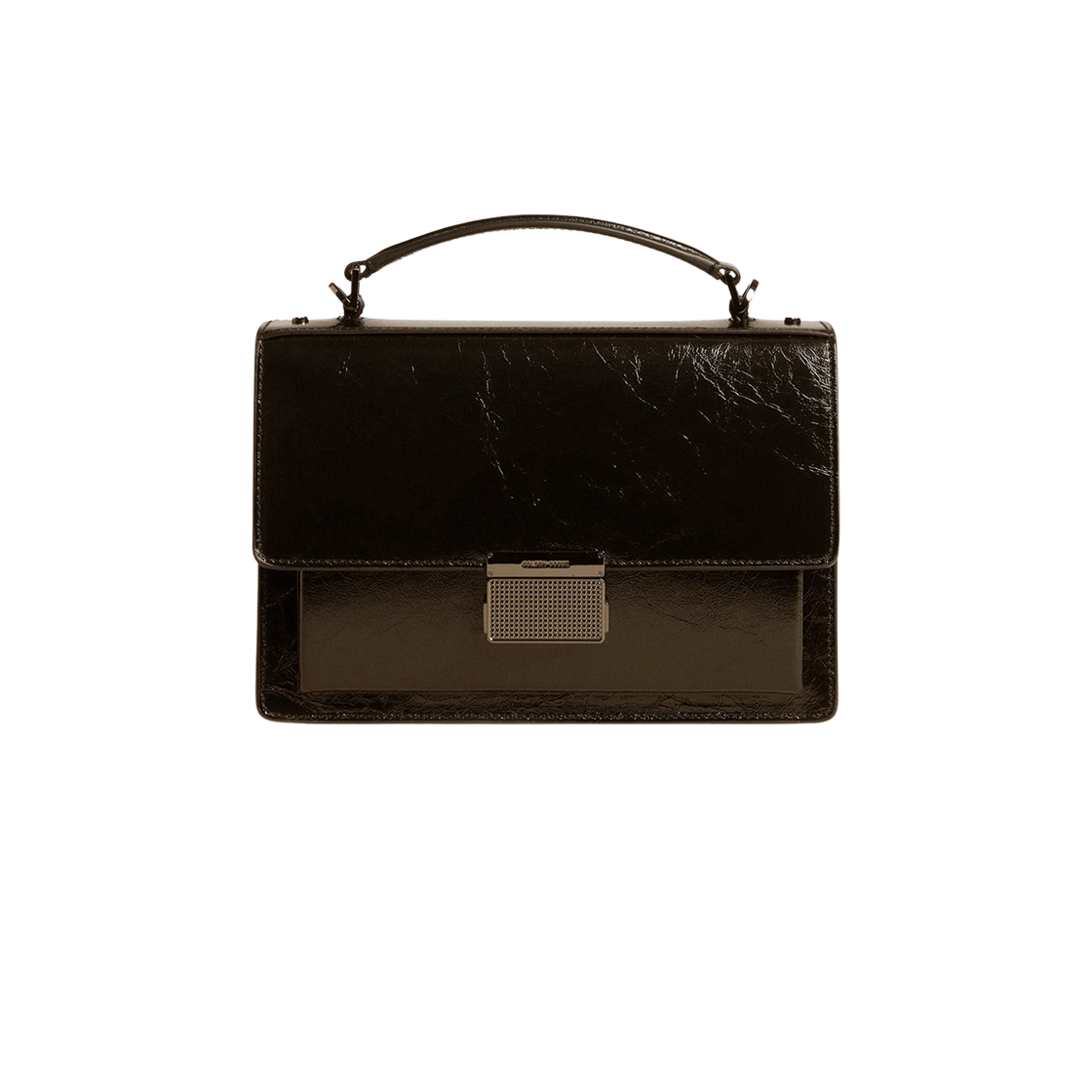 GWA00467-A000673-90100 Golden Goose Black Detail Metallic Leather Venezia Bag Black