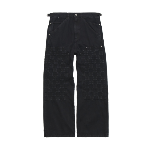 PG5OPT9501BC Polyteru 1011 Patched Boro Double Knee Pants Washed Black
