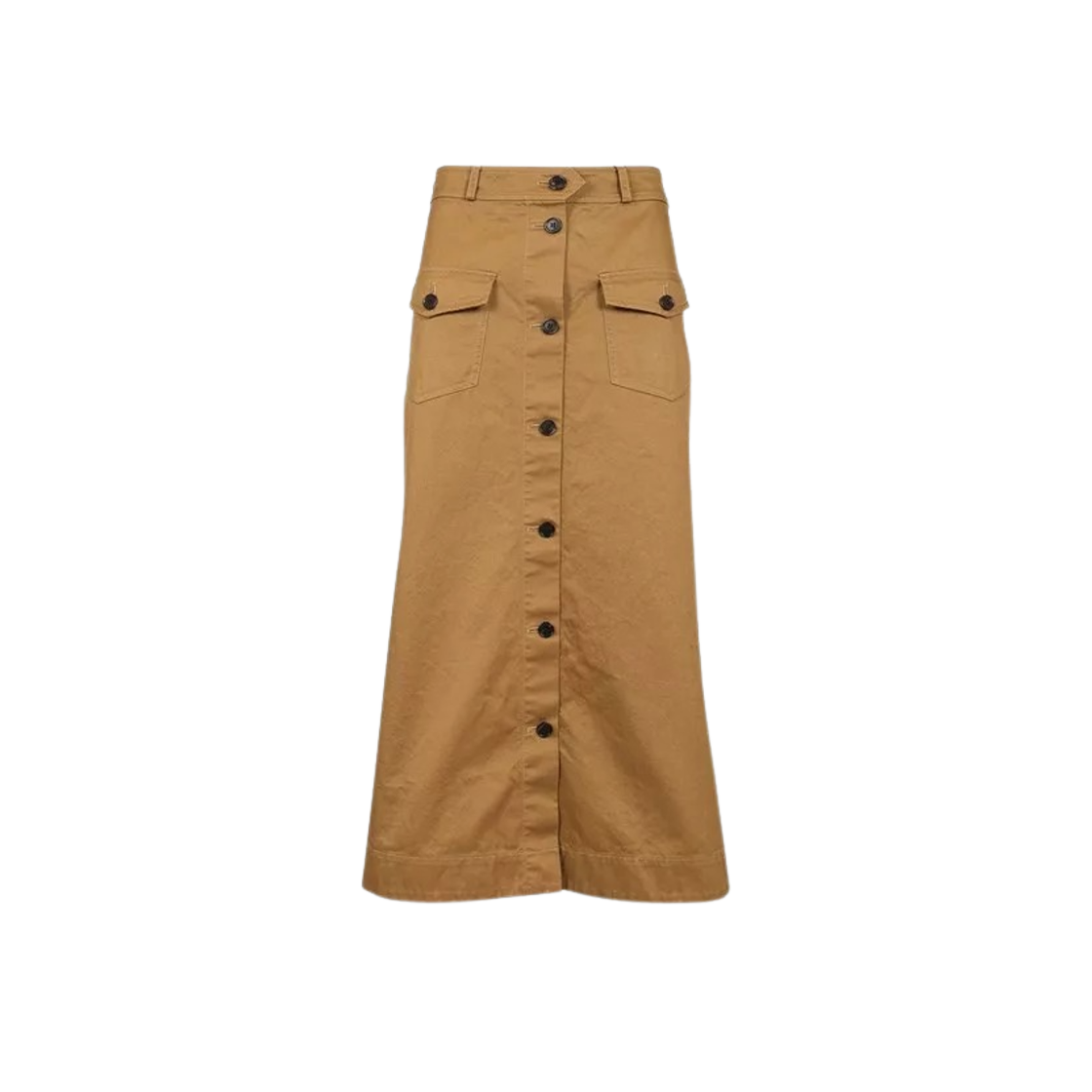 (W) 생로랑 코튼 서지 미디 스커트 브라운((W) Saint Laurent Midi Skirt in Cotton Serge Brown)