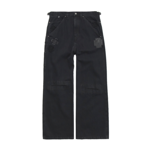 PG5OPT0402B0 Polyteru 1011 Cross Patched Denim Pants Black (Cut Off Knee)
