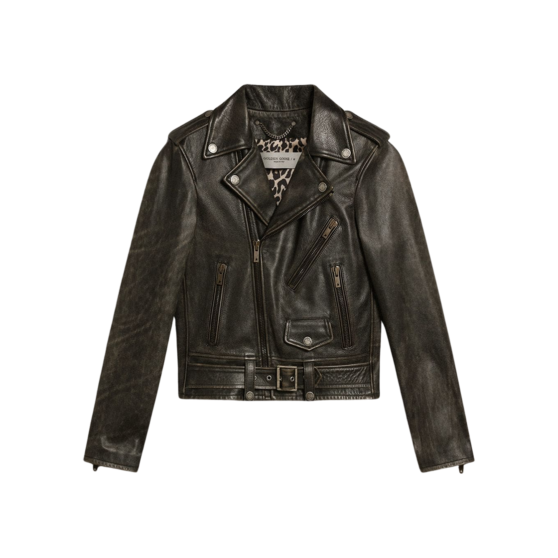 GWP00848-P000647-90100 (W) Golden Goose Leather Biker Jacket Black