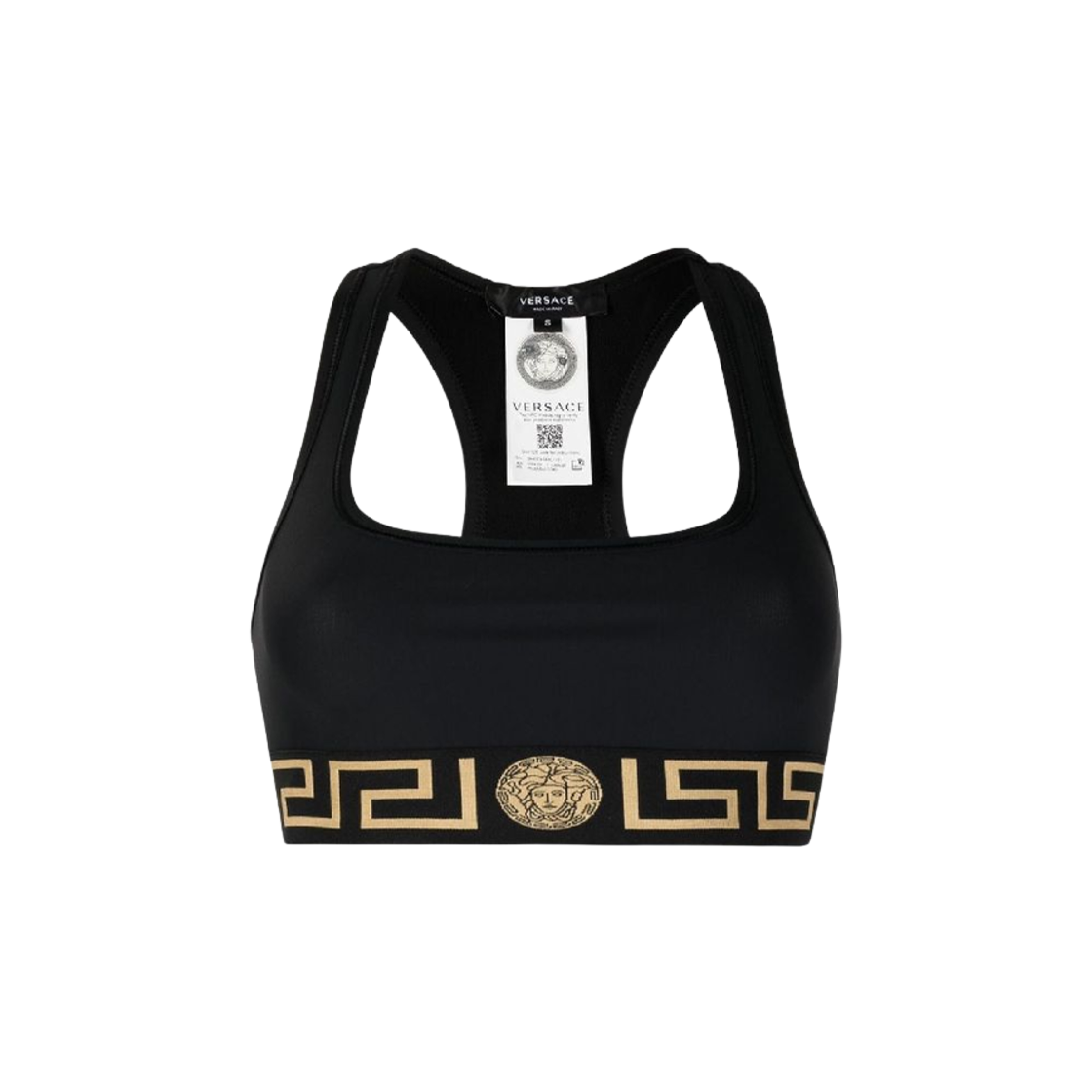 (W) 베르사체 그레카 메두사 스포츠 브라 블랙((W) Versace Greca Medusa Sports Bra Black)