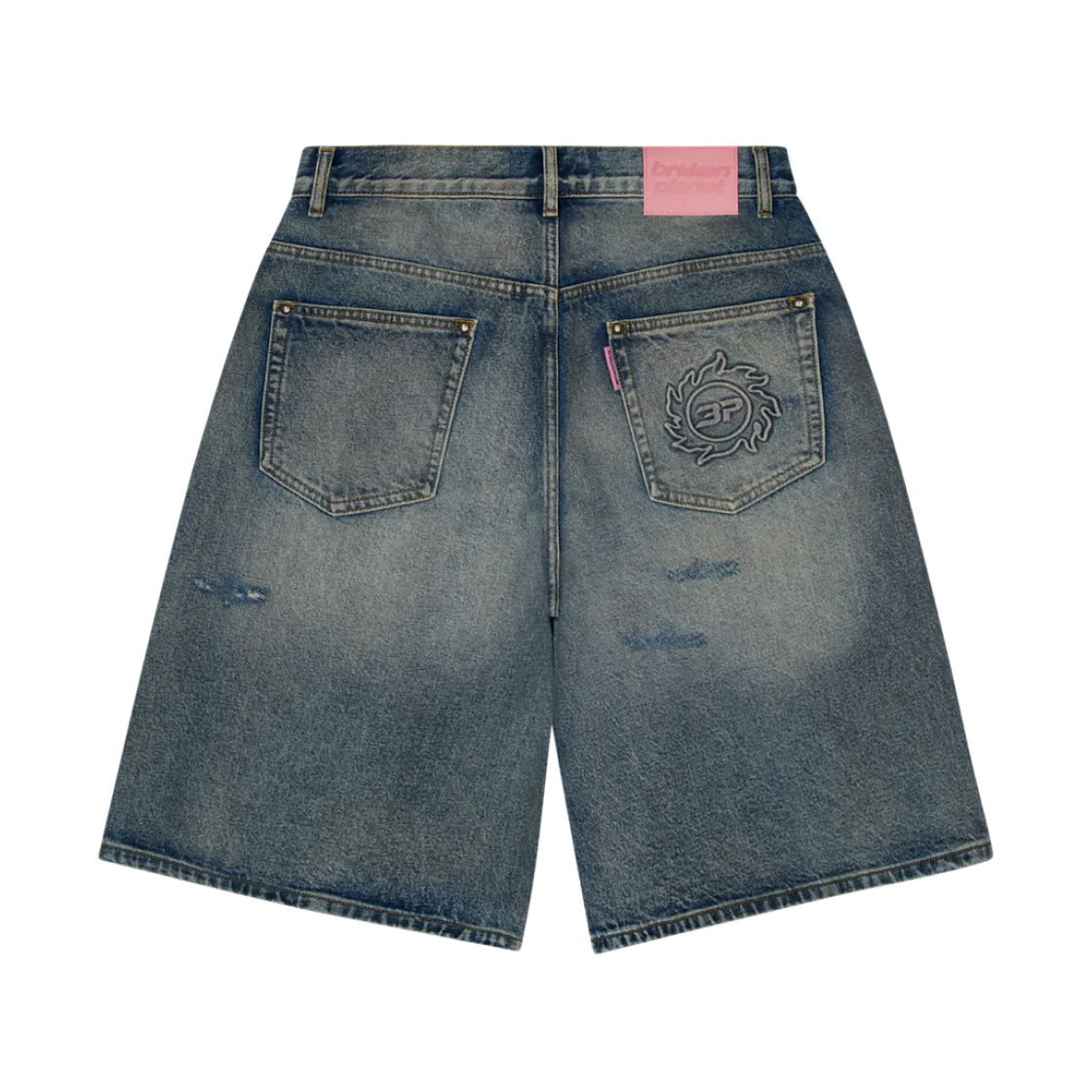 브로큰 플래닛 디스트레스드 데님 쇼츠 라이트 블루(Broken Planet Distressed Denim Shorts Light Blue)