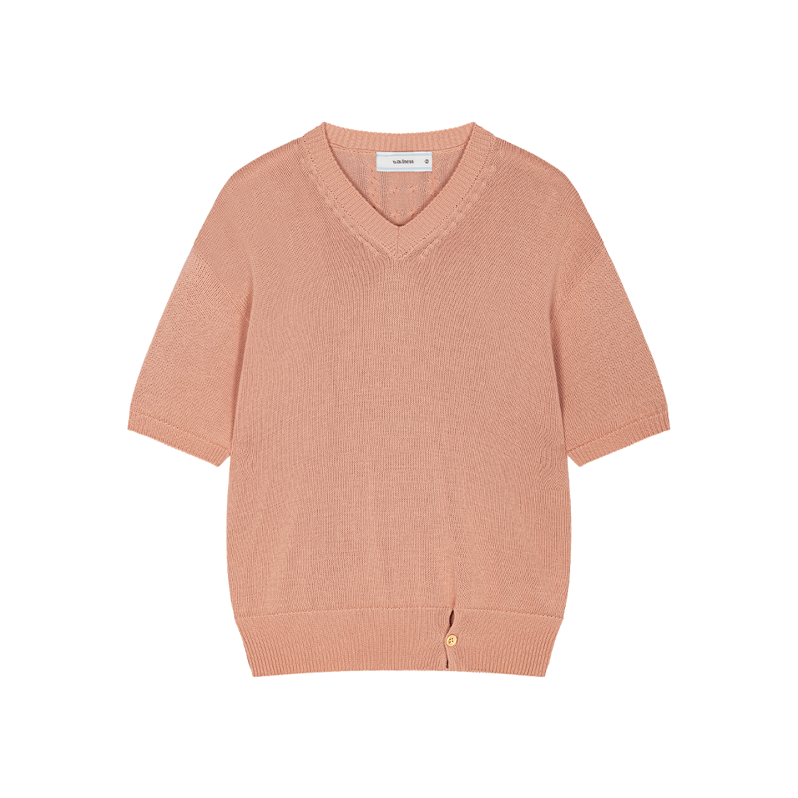 Waviness25209 Waviness High Tide V-Neck Half Knit Light Pink - 대표 이미지 #1