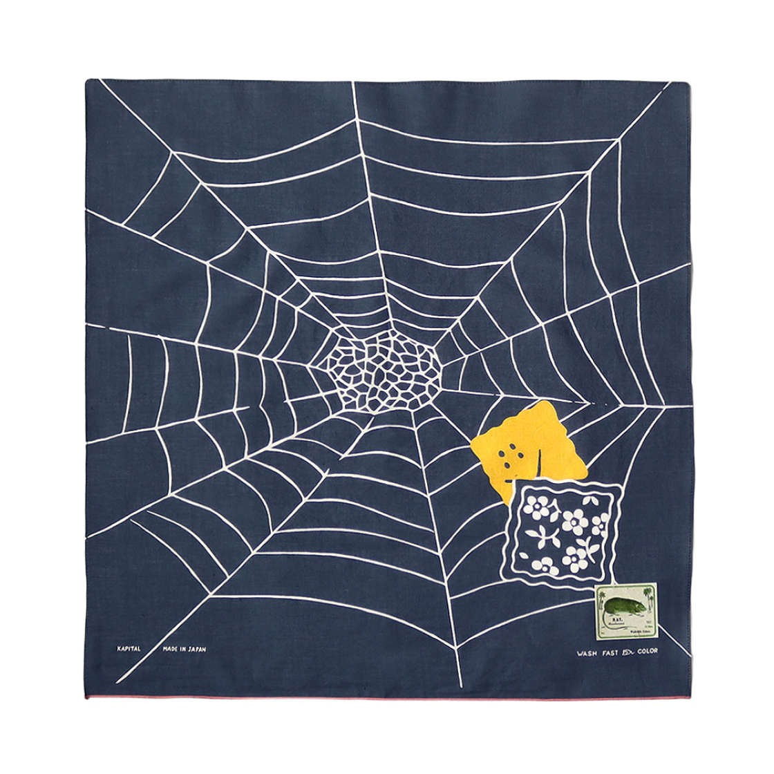 캐피탈 패스트컬러 셀비지 반다나 스파이더 패키쉬 레인보위 네이비(Kapital Fastcolor Selvedge Bandana Spider Peckish Rainbowy Navy)