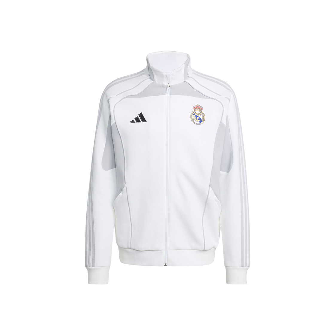 아디다스 레알 마드리드 UBP 더블 니트 트랙탑 화이트 라이트 솔리드 그레이 - US 사이즈(Adidas Real Madrid UBP Double Knit Track Top White Light Solid Grey - US Sizing)