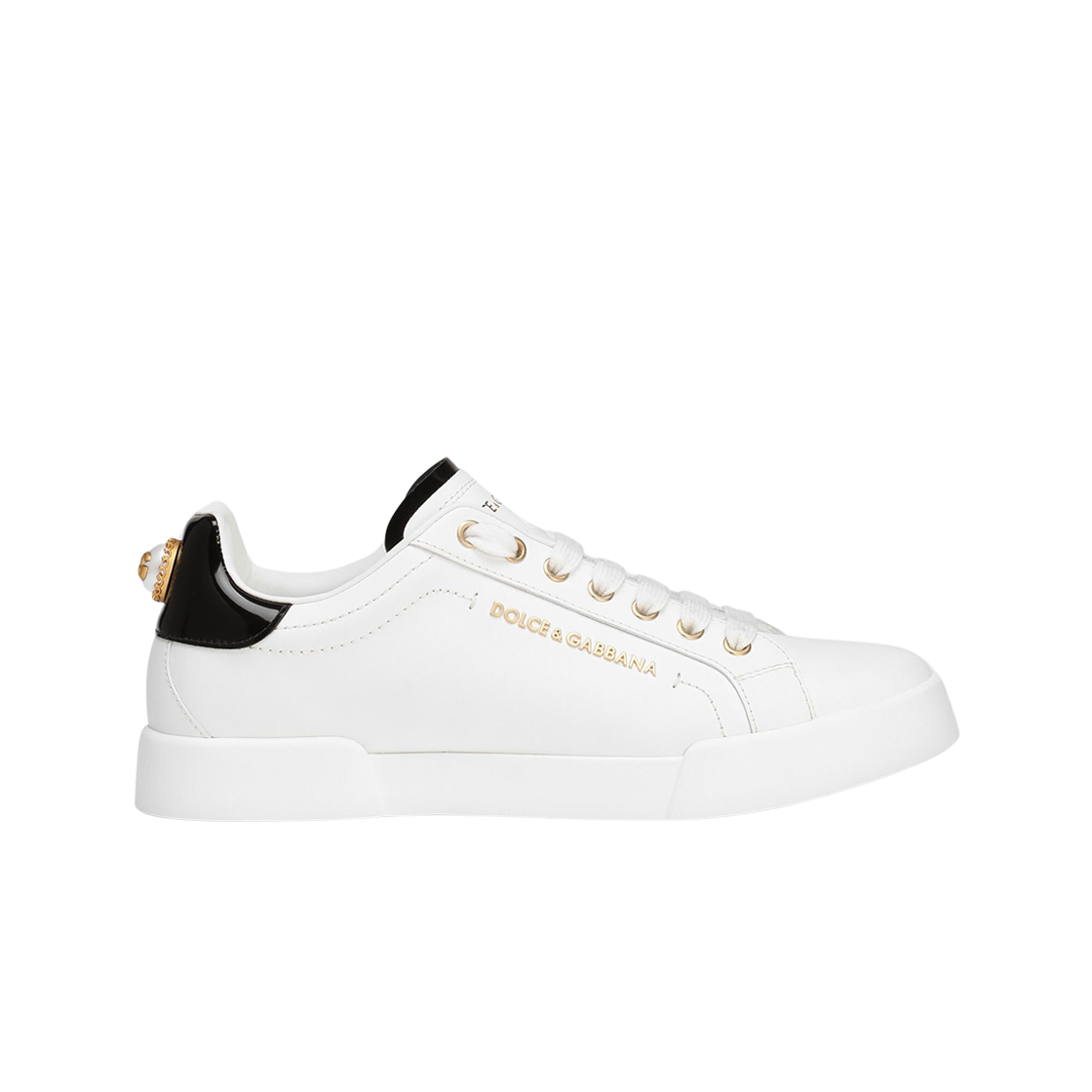 CK2329AH50689662 (W) Dolce & Gabbana Calfskin Nappa Portofino Sneakers with Lettering White