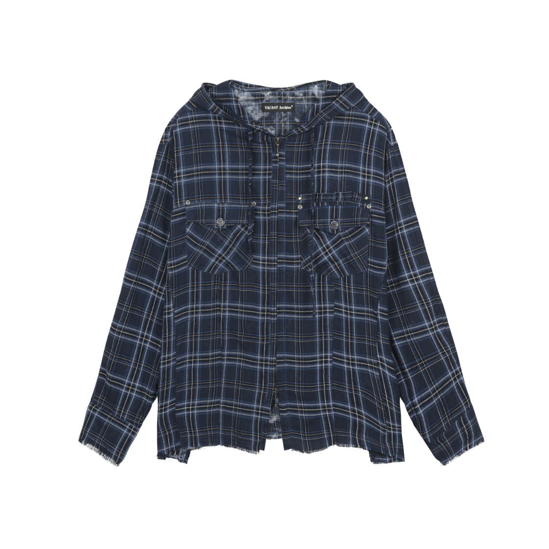 VAK252SH001 Vacant Archive Hitch Stud Hood Shirt Navy