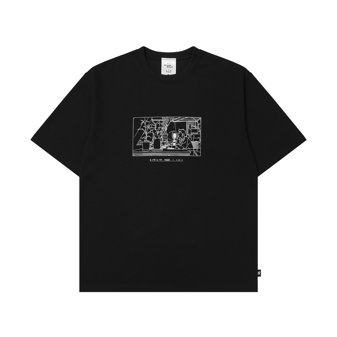 아이앱 스튜디오 x 이 별에 필요한 스토리보드 티셔츠 블랙 화이트(IAB Studio x Lost in Starlight Storyboard T-Shirt Black White)