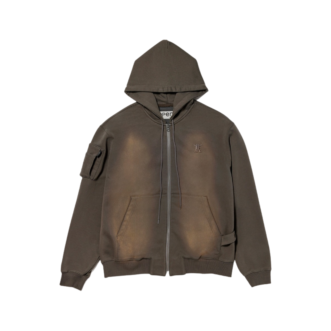 - Open Yy Pocket Washed Box Hoodie Charcoal