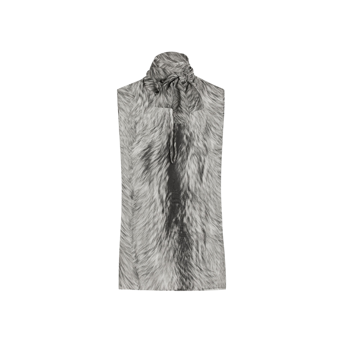 (W) 돌체 앤 가바나 퍼 프린트 시폰 푸시보 셔츠 그레이((W) Dolce & Gabbana Fur Print Chiffon Pussy-Bow Shirt Grey) - 1