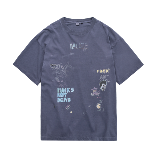 PG5OTS2096IF Polyteru 1011 Doodle 1/2 Tee Washed Navy