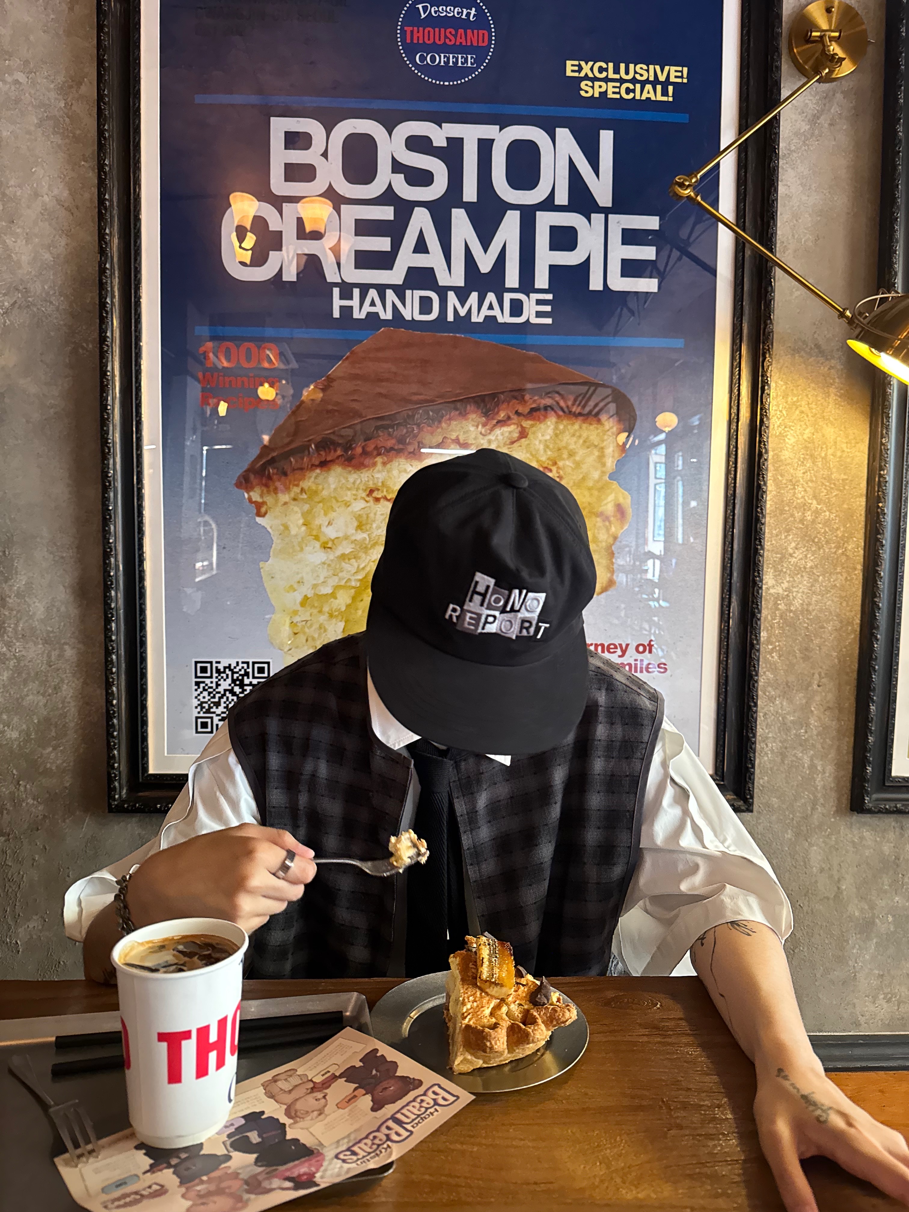 Hono Report Summer Breathable Vest Shadow Check, Hono Report Block Logo Cap Black 착용 스타일 - 2