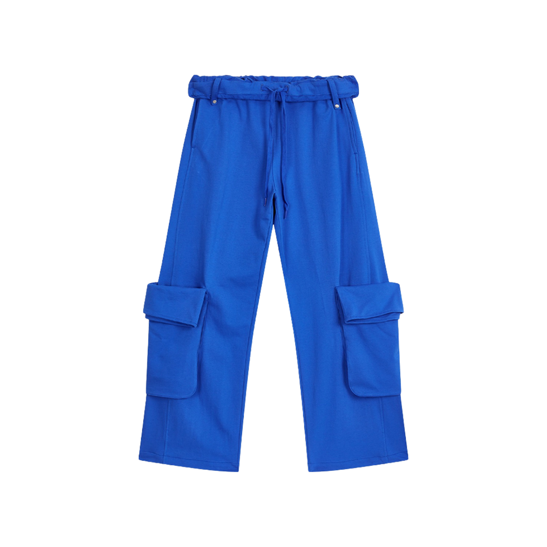 오픈 Yy 롤드 웨이스트 스웨트 카고 팬츠 블루(Open Yy Rolled Waist Sweat Cargo Pants Blue)