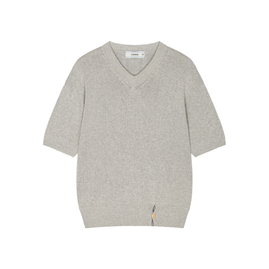 Waviness25210 Waviness High Tide V-Neck Half Knit Silver Grey