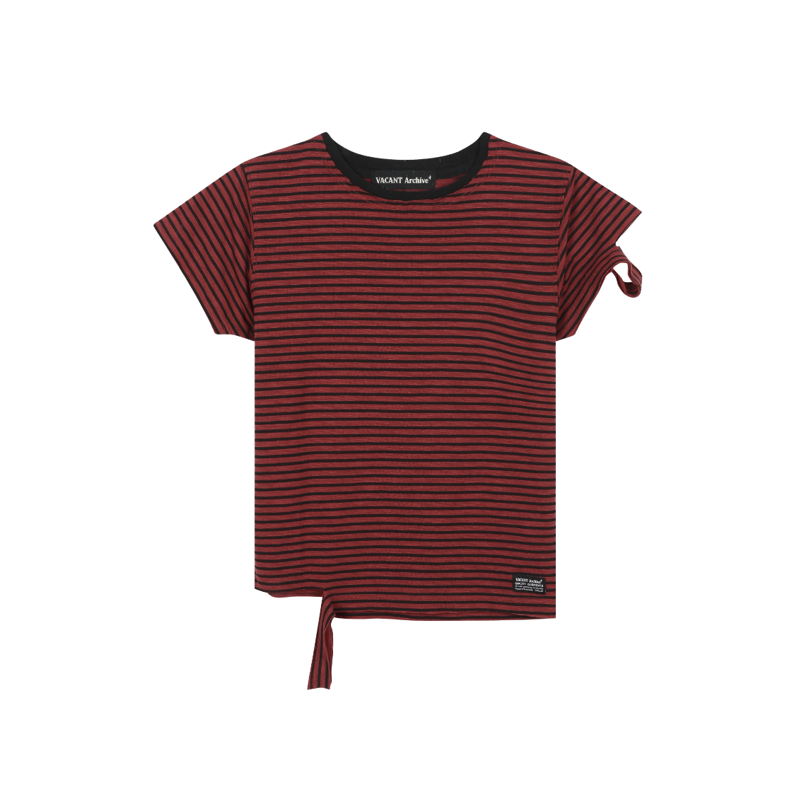 VAK252SS005 Vacant Archive Ovan Dameged Stripe T-Shirt Red - 대표 이미지 #1
