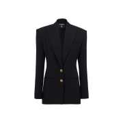 (W) Balmain 2-Button Belt Jacket Black