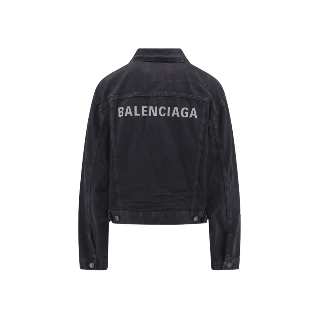790869TQW541071 (W) Balenciaga Back Logo Cotton Denim Jacket Black