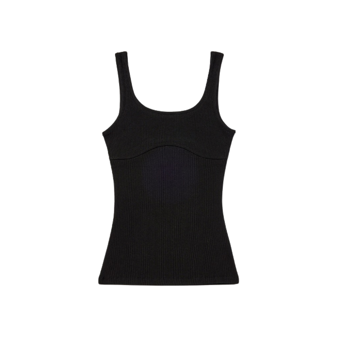 (W) 오픈 Yy 립드 탱크 블랙((W) Open Yy Ribbed Tank Black)