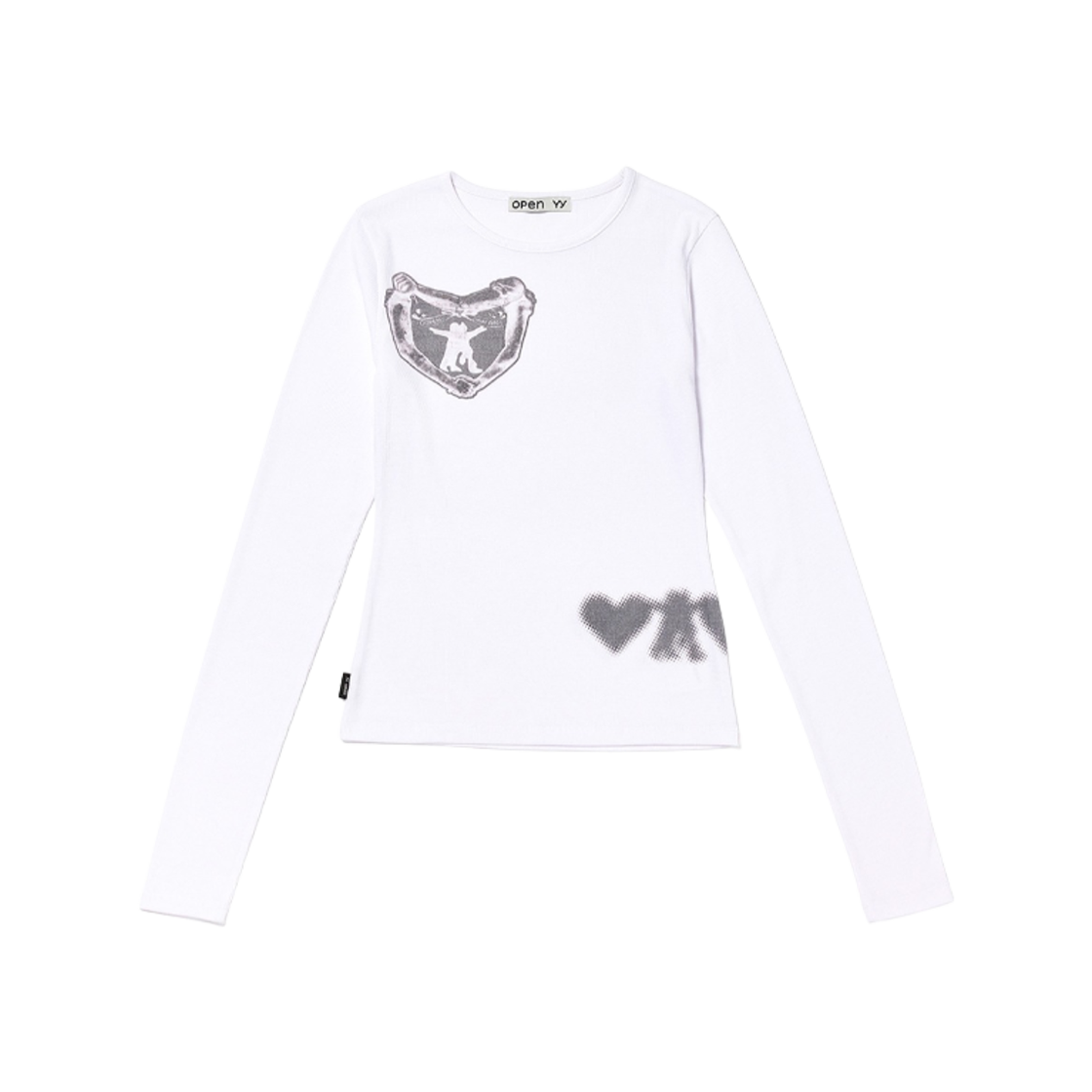 (W) 오픈 Yy 허그 하트 탑 화이트((W) Open Yy Hug Heart Top White)