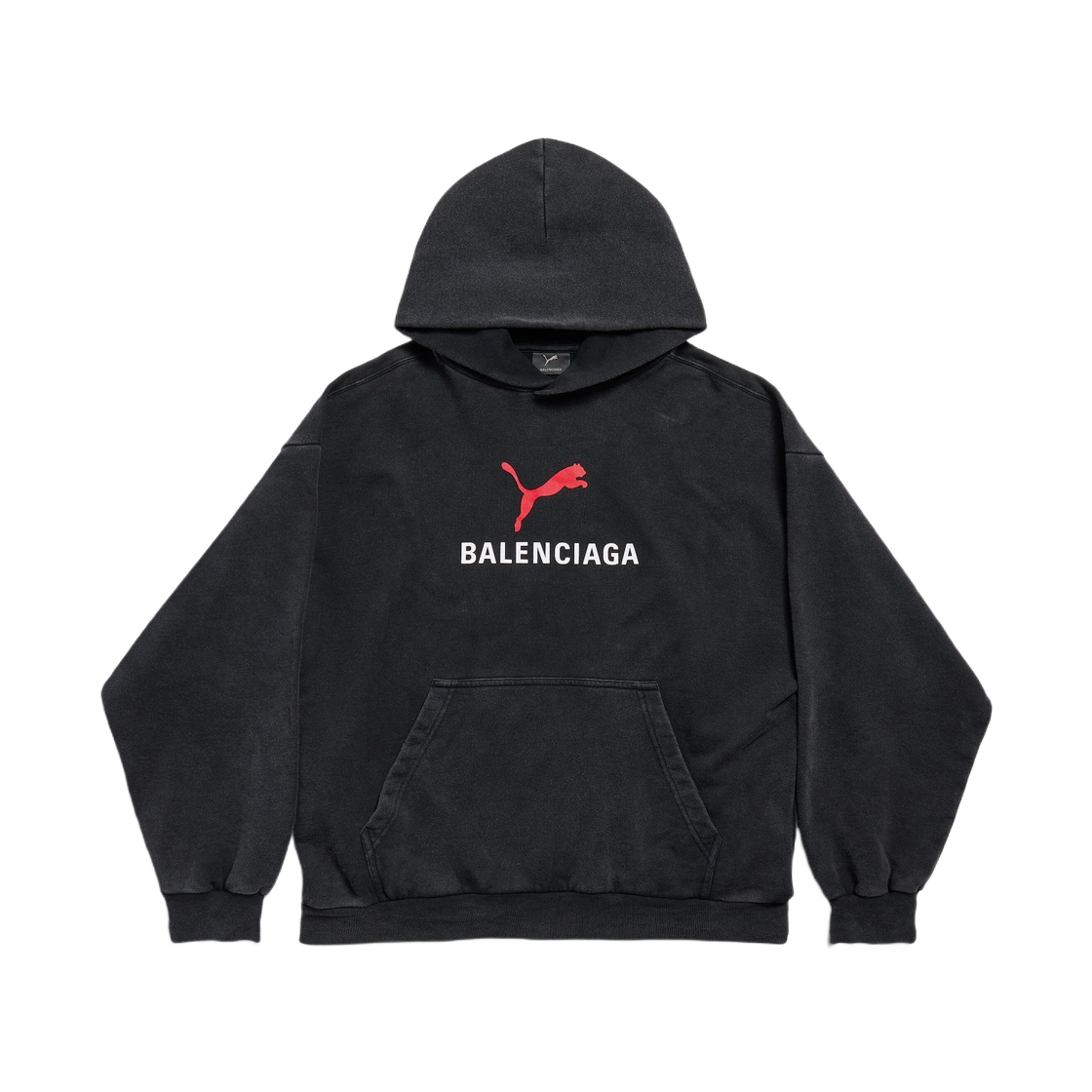 발렌시아가 x 푸마 후드 미디움 핏 블랙 페이디드(Balenciaga x Puma Hoodie Medium Fit Black Faded) - 1