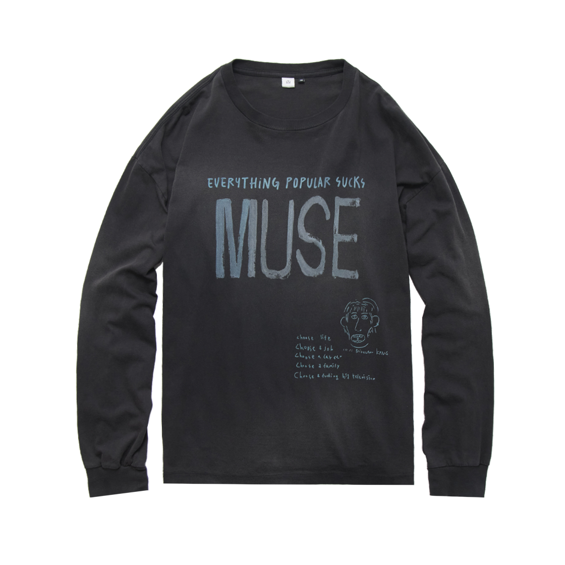 PG5OTL2091BD Polyteru 1011 Lettering Muse Long Sleeve Faded Black