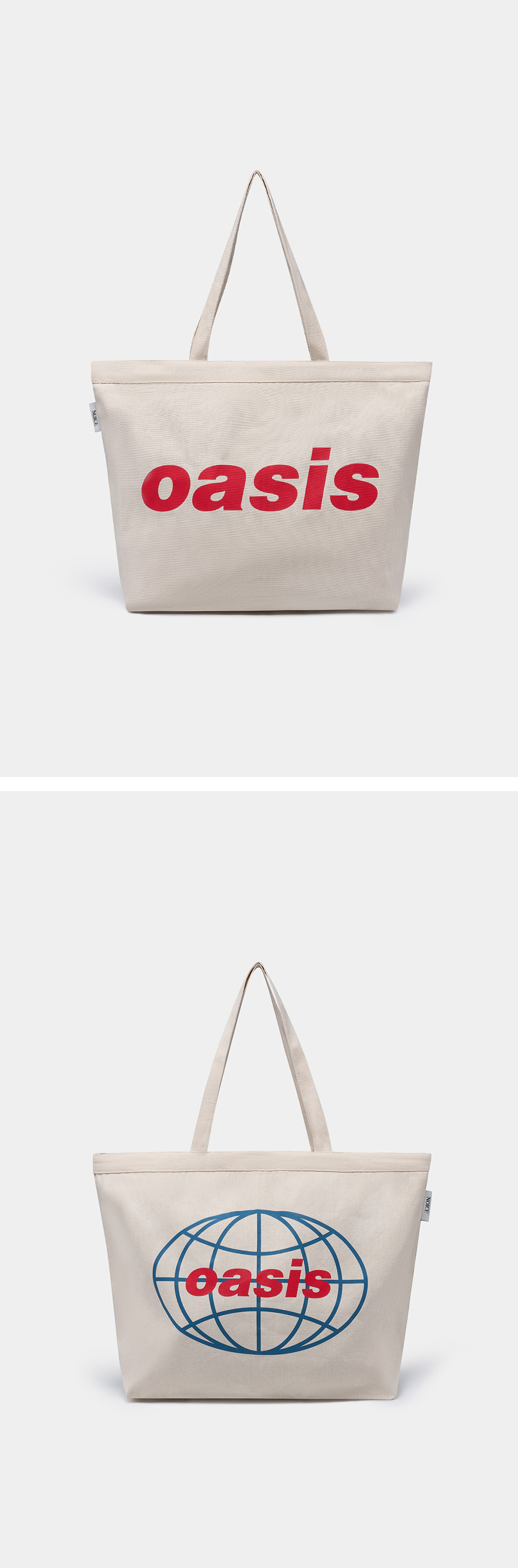 【NOICE】 NOICE X OASIS WORLD WIDE CANVAS TOTE BAG 노이스 x 오아시스 월드 와이드 캔버스 토트백 내추럴 | Noice