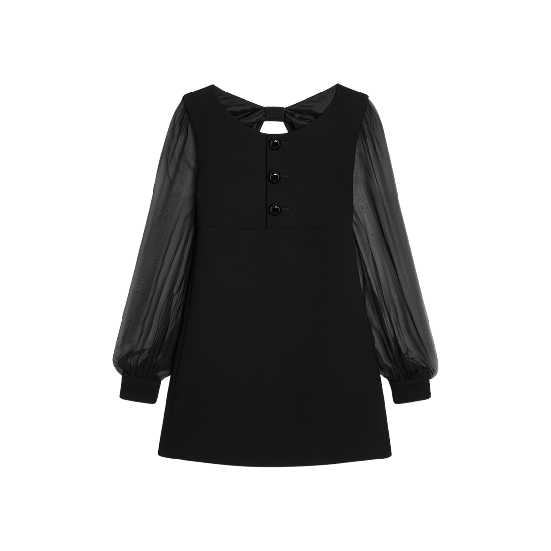 2R67N666Y-38NO (W) Celine Double Faced Wool Crepe Mini Trapeze Dress Black