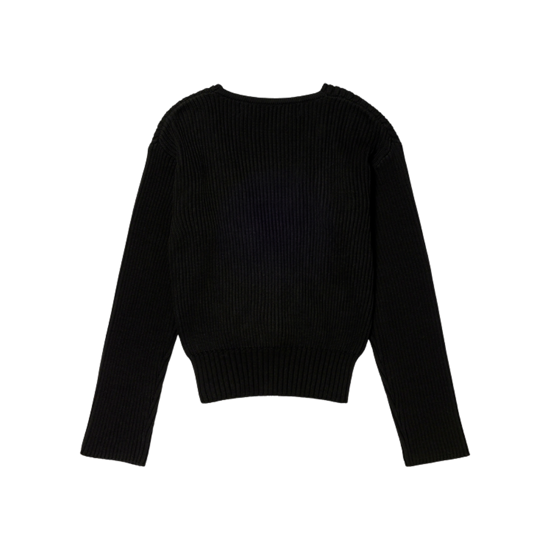 (W) 오픈 Yy 크리스 크로스 립드 풀오버 블랙((W) Open Yy Criss Cross Ribbed Pullover Black) - 2